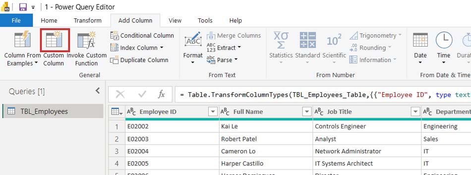 اضافه کردن یک ستون جدید در Power Query